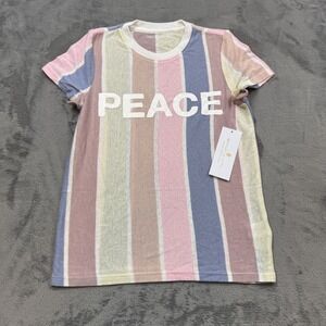 Spiritual Gangster Shirt Girls Size‎ 10 Rainbow Stripe Peace Classic Tee  New